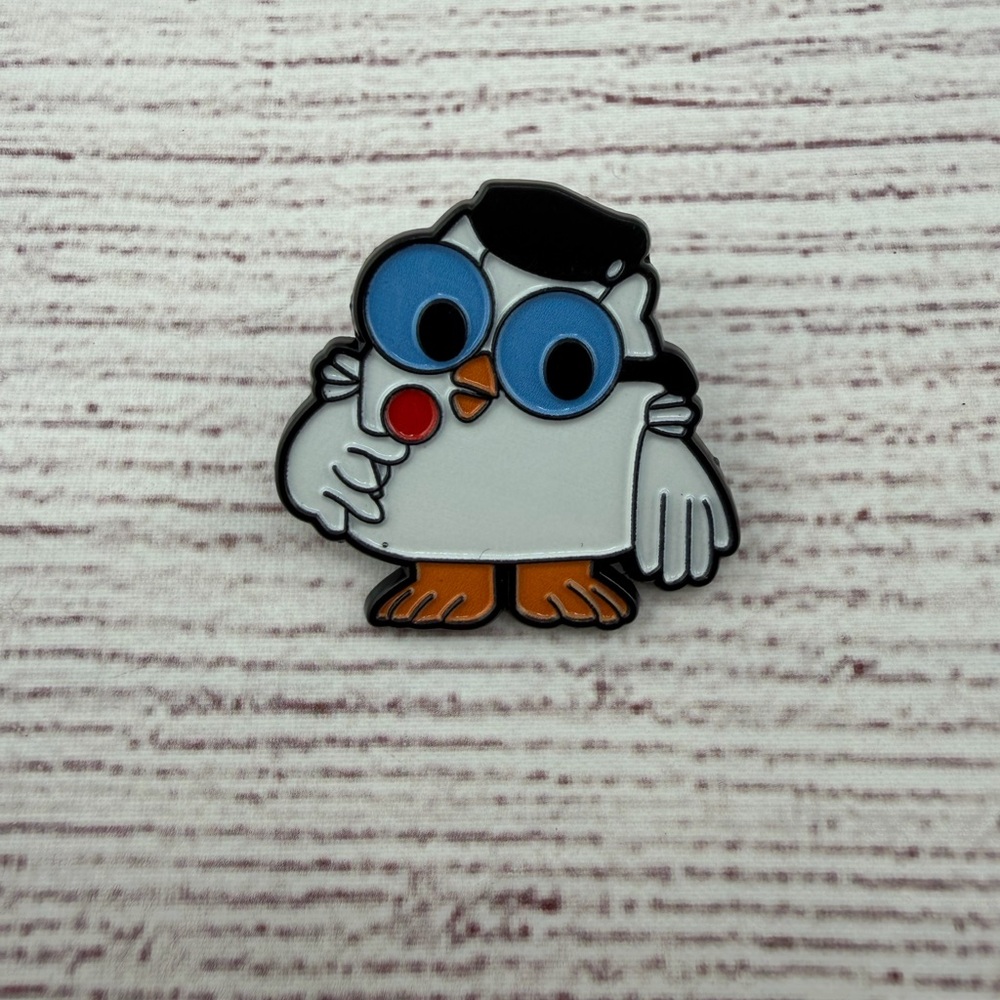Cute Owl Enamel Pin with Blue and White Accents
